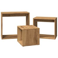 3-delige Tafeltjesset bewerkt hout artisanaal eikenkleur 5