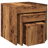 3-delige Tafeltjesset bewerkt hout oud houtkleurig 7