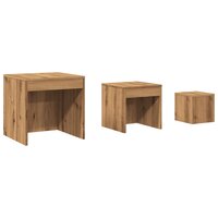 3-delige Tafeltjesset bewerkt hout artisanaal eikenkleur 2