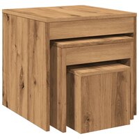 3-delige Tafeltjesset bewerkt hout artisanaal eikenkleur 7