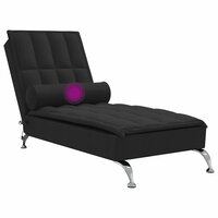 Massage chaise longue met bolster stof zwart 7