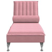 Massage chaise longue met bolster fluweel roze 4