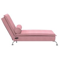 Massage chaise longue met bolster fluweel roze 5