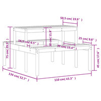 Picknicktafel 110x134x75 cm massief douglashout 9
