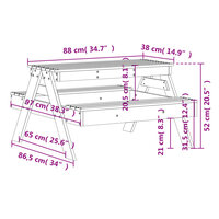 Picknicktafel voor kinderen 88x97x52 cm massief grenenhout 9