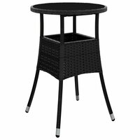 3-delige Tuinset met kussens poly rattan en glas zwart 4