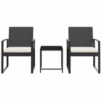 3-delige Tuinset met kussens polypropeen rattan zwart 3
