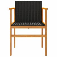 Tuinstoelen 2 st poly rattan en massief hout zwart 5