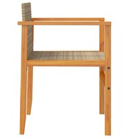 Tuinstoelen 2 st poly rattan en massief hout beige 6