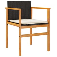 Tuinstoelen 2 st met kussens poly rattan en massief hout zwart 4