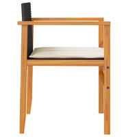 Tuinstoelen 2 st met kussens poly rattan en massief hout zwart 6