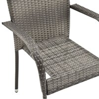 Tuinstoelen stapelbaar 2 st poly rattan grijs 8