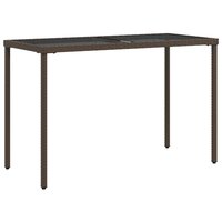 Tuintafel met glazen blad 115x54x74 cm poly rattan bruin 2