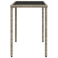 Tuintafel met glazen blad 115x54x74 cm poly rattan lichtgrijs 5