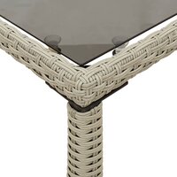 Tuintafel met glazen blad 115x54x74 cm poly rattan lichtgrijs 8