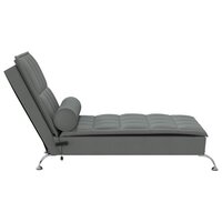 Massage chaise longue met bolster stof donkergrijs 5