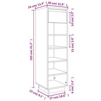Schoenenkast 30x34x105 cm massief grenenhout grijs 9