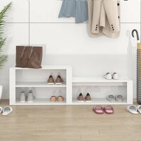 Schoenenkast 150x35x45 cm bewerkt hout hoogglans wit 3
