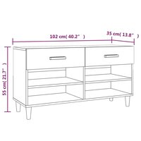 Schoenenkast 102x35x55 cm bewerkt hout grijs sonoma eikenkleur 9