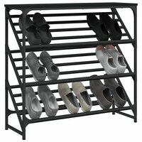 Schoenenrek 90x30x85 cm bewerkt hout zwart 3