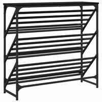Schoenenrek 90x30x85 cm bewerkt hout zwart 6