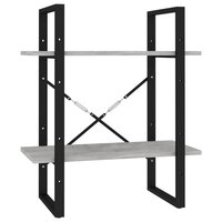 Boekenkast met 2 schappen 60x30x70 cm bewerkt hout betongrijs 2