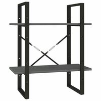 Boekenkast met 2 schappen 60x30x70 cm massief grenenhout grijs 2