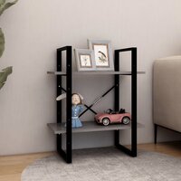 Boekenkast met 2 schappen 60x30x70 cm massief grenenhout grijs 3