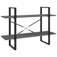 Boekenkast met 2 schappen 100x30x70 cm massief grenenhout grijs 2