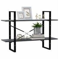 Boekenkast met 2 schappen 100x30x70 cm massief grenenhout grijs 4