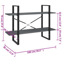 Boekenkast met 2 schappen 100x30x70 cm massief grenenhout grijs 8