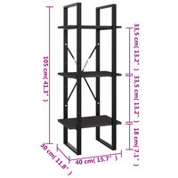 Boekenkast met 3 schappen 40x30x105 cm bewerkt hout grijs 7
