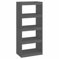 Boekenkast/kamerscherm 60x30x135,5 cm massief grenenhout grijs 2