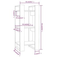 Boekenkast/kamerscherm 41x35x91 cm massief grenenhout grijs 8