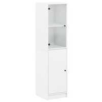 Hoge kast met glazen deur 35x37x142 cm wit 2