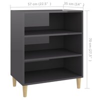 Dressoir 57x35x70 cm bewerkt hout hoogglans grijs 6