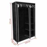 Kledingkast opvouwbaar 110x45x175 cm zwart  8