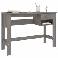 Bureau HAMAR 110x40x75 cm massief grenenhout lichtgrijs 4