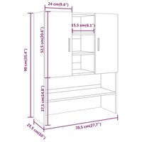 Wasmachinekast 70,5x25,5x90 cm bruin eikenkleur 9