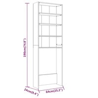 Wasmachinekast 64x24x190 cm grijs sonoma eikenkleurig 8
