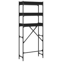 Wasmachinekast 67x25x163 cm bewerkt hout zwart 8