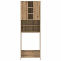 Wasmachinekast 64x25,5x190 cm artisanaal eikenkleur 6