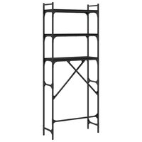 Wasmachinerek 67x25x163 cm bewerkt hout zwart 8