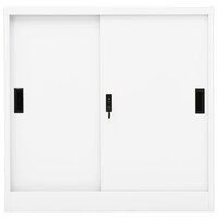 Kantoorkast met schuifdeuren 90x40x90 cm staal wit 2