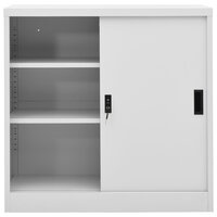 Kantoorkast met schuifdeuren 90x40x90 cm staal lichtgrijs 3