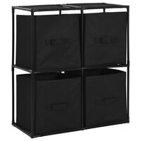 Opbergkast met 4 stoffen manden 63x30x71 cm staal zwart 2