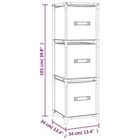Opbergkast met 3 stoffen lades 34x34x101 cm staal grijs 7