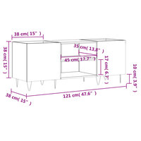 Platenkast 121x38x48 cm bewerkt hout grijs sonoma eikenkleurig 9