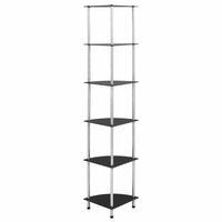 Kastje 6-laags 30x30x160 cm gehard glas zwart 4