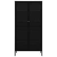 Vitrinekast 90x40x180 cm staal en gehard glas zwart 3